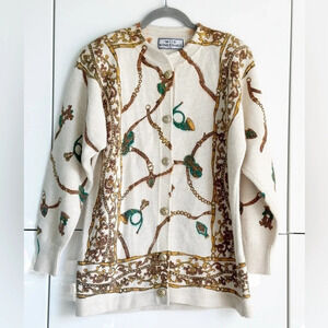 1980’s Vintage Wing Stanle Sweater Made in Italy Wool Angora Metallic Gold Brown